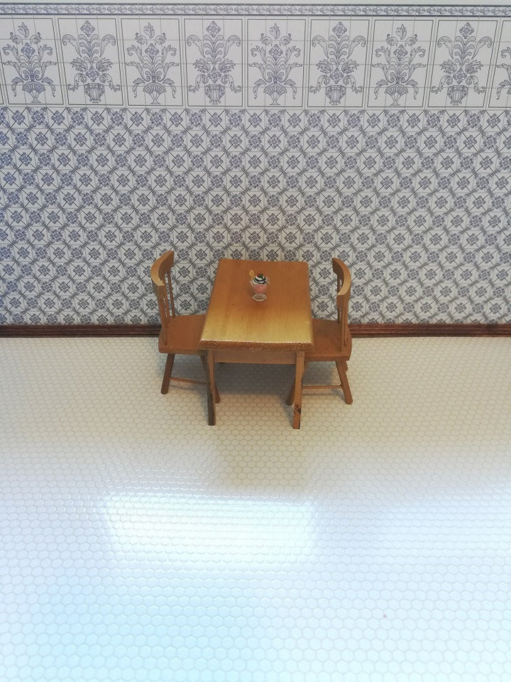 Dollhouse Miniature Tile Flooring Faux White Hexagon Textured 1:12 Scale for Kitchen or Bathroom - Miniature Crush