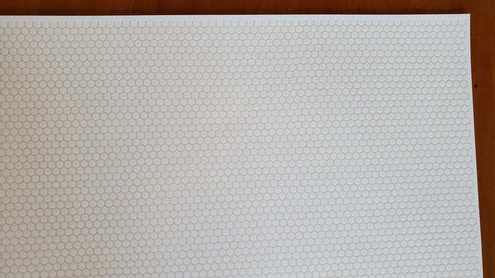 Dollhouse Miniature Tile Flooring Faux White Hexagon Textured 1:12 Scale for Kitchen or Bathroom - Miniature Crush