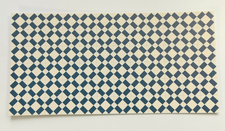 Dollhouse Miniature Tile Flooring Sheet Blue & Cream 1:12 Scale Break Off Pieces - Miniature Crush