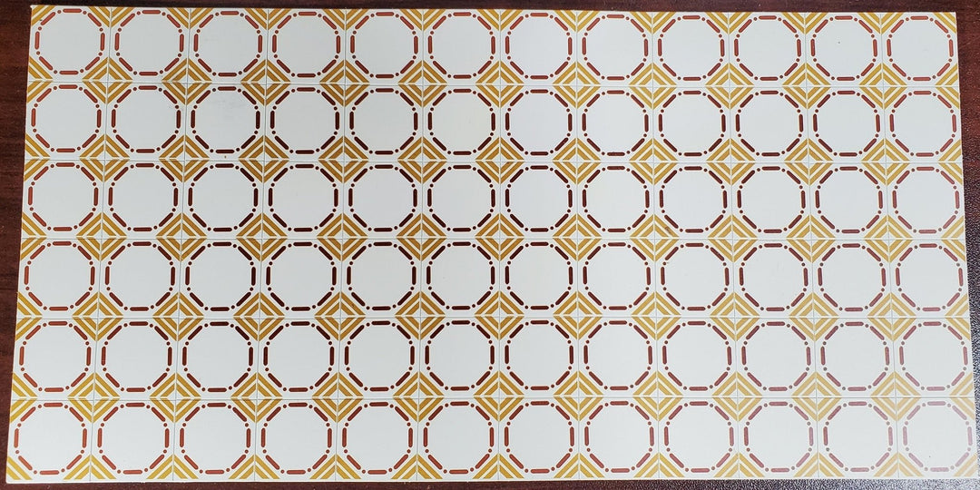 Dollhouse Miniature Tile Flooring Sheet Gold Maroon Cream 1:12 Scale Break Off Pieces - Miniature Crush