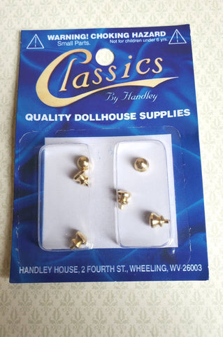 Dollhouse Miniature Tiny Brass Gold Knobs Metal for Door or Drawer Pulls Set of 6 1:12 Scale or Fairy Garden - Miniature Crush