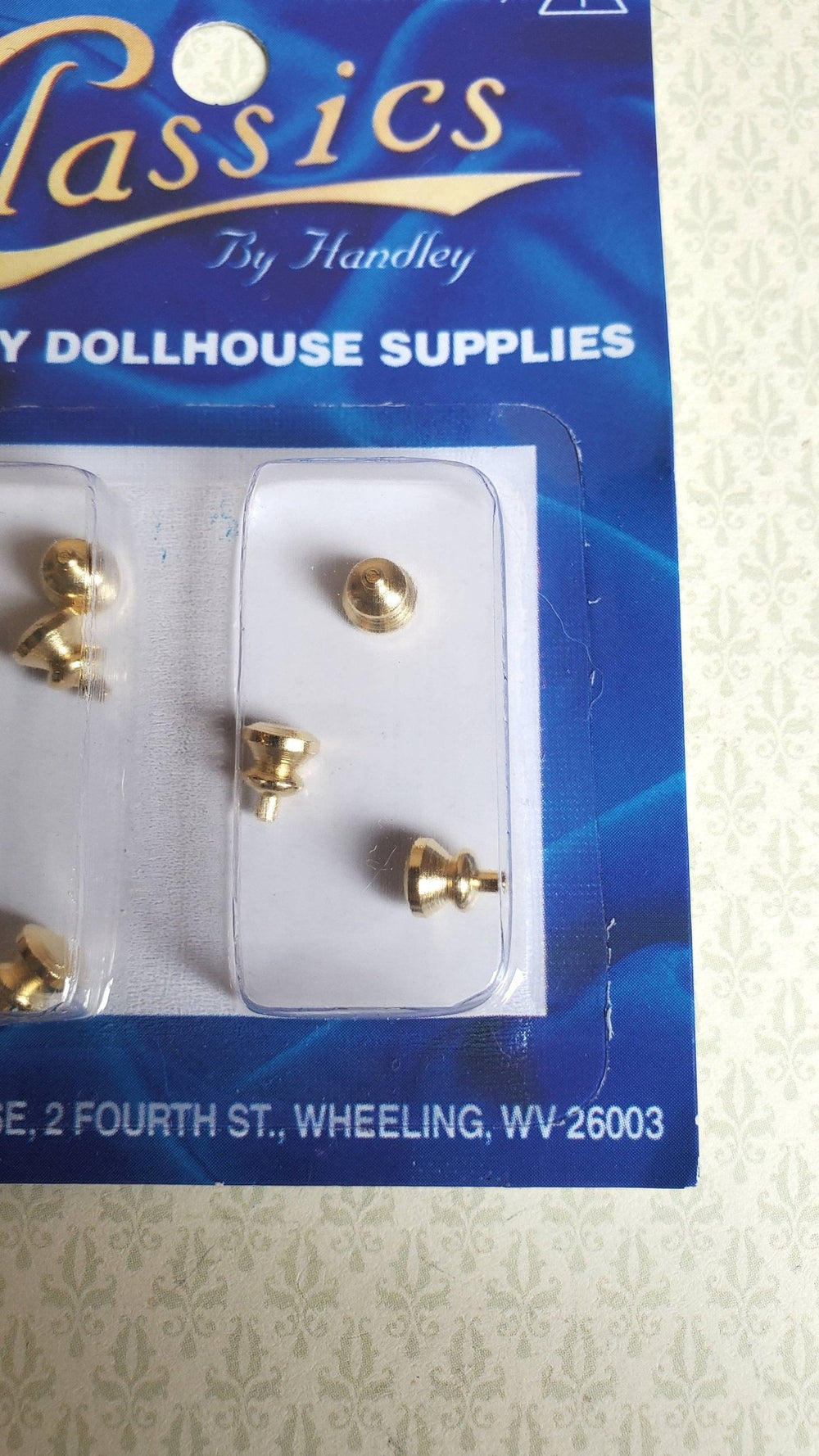 Dollhouse Miniature Tiny Brass Gold Knobs Metal for Door or Drawer Pulls Set of 6 1:12 Scale or Fairy Garden - Miniature Crush