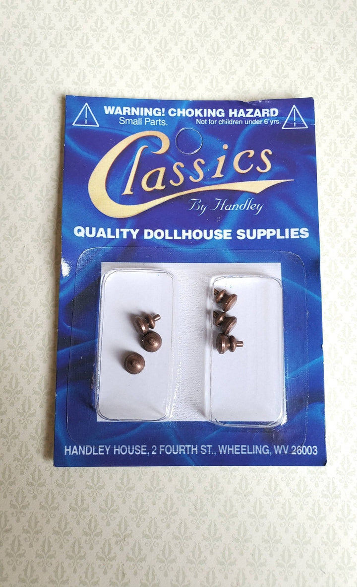 Dollhouse Miniature Tiny Bronze Knobs Metal for Door or Drawer Pulls Set of 6 1:12 Scale or Fairy Garden - Miniature Crush