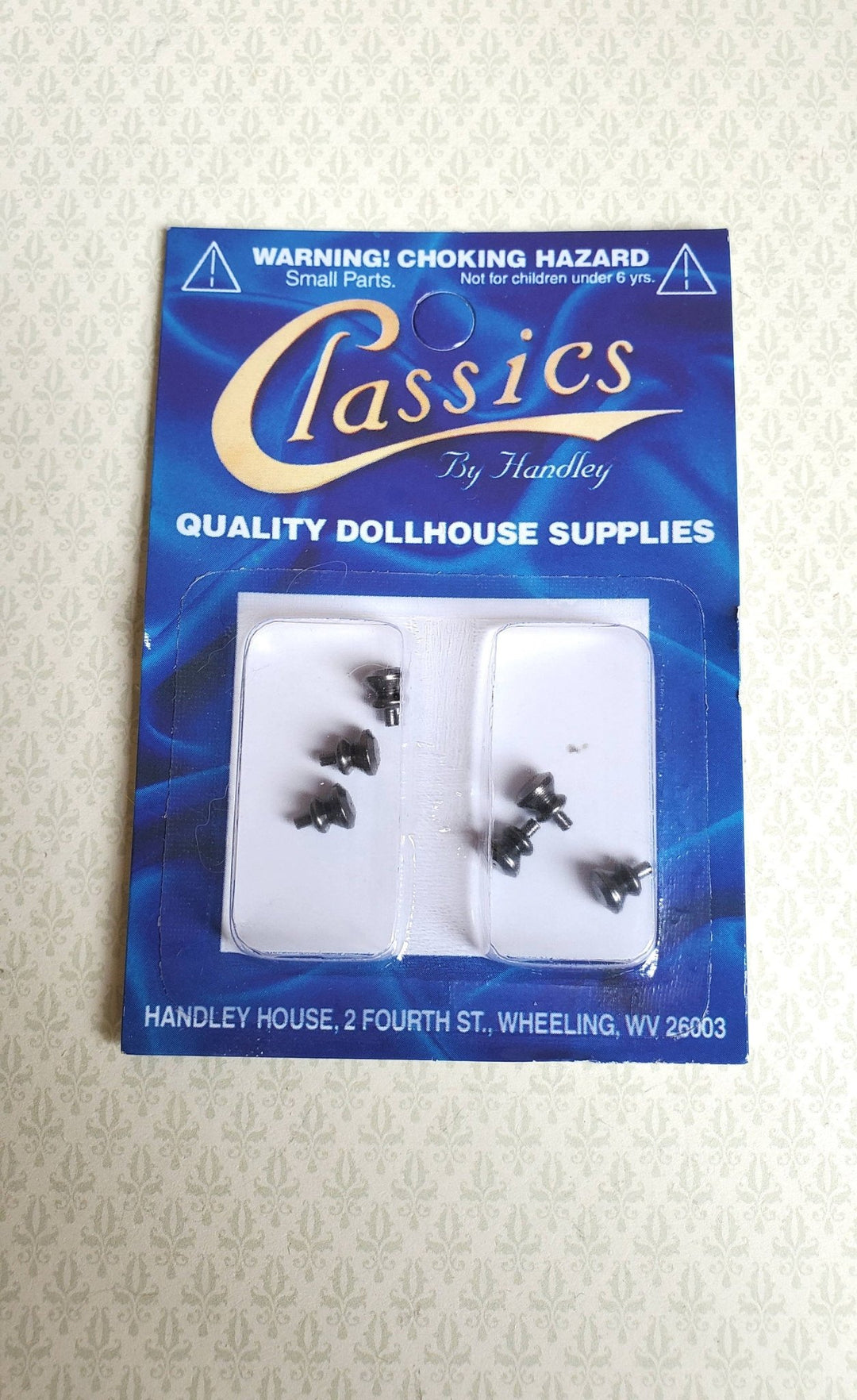 Dollhouse Miniature Tiny Pewter Knobs Metal for Door or Drawer Pulls Set of 6 1:12 Scale or Fairy Garden - Miniature Crush