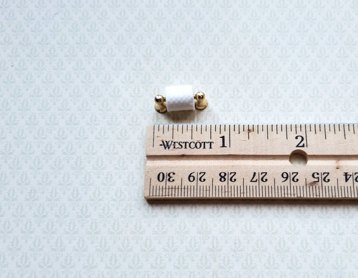 Dollhouse Miniature Toilet Paper Holder Gold w/Paper 1:12 Scale Bathroom Decor - Miniature Crush