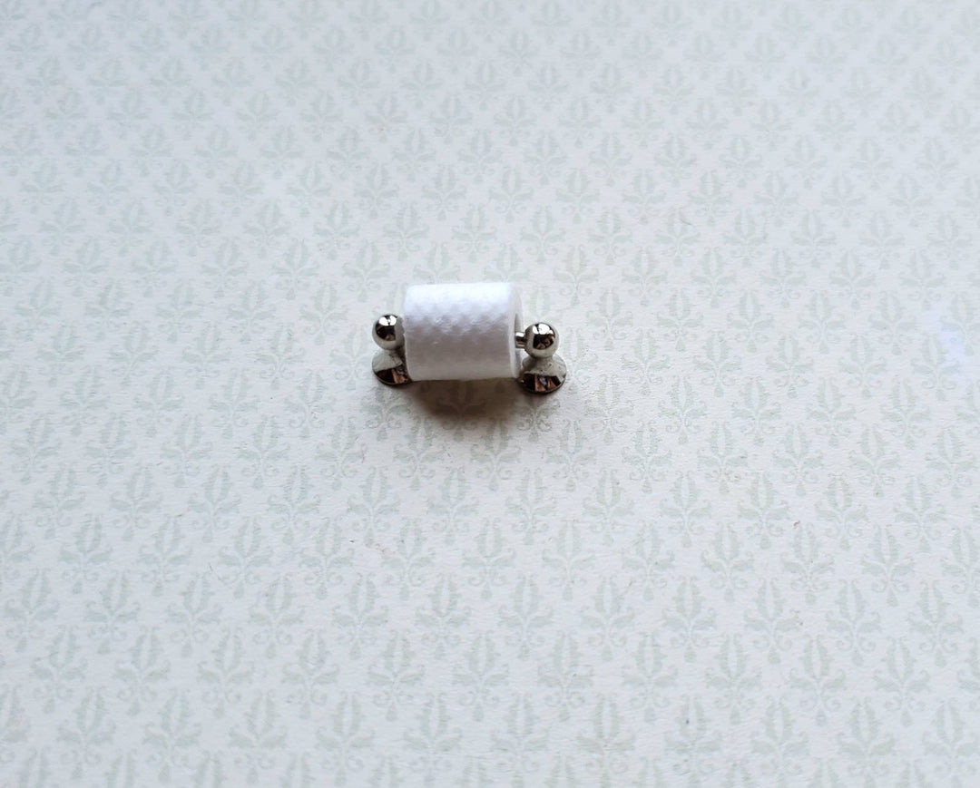 Dollhouse Miniature Toilet Paper Holder Silver w/Paper 1:12 Scale Bathroom Decor - Miniature Crush