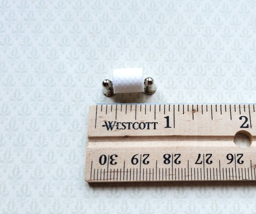 Dollhouse Miniature Toilet Paper Holder Silver w/Paper 1:12 Scale Bathroom Decor - Miniature Crush