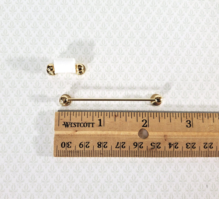 Dollhouse Miniature Towel Rod & Toilet Paper Holder Bathroom 1:12 Scale Gold Brass - Miniature Crush