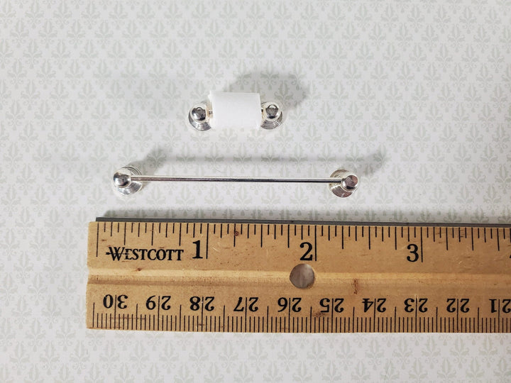 Dollhouse Miniature Towel Rod & Toilet Paper Holder Bathroom 1:12 Scale Silver - Miniature Crush