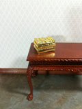 Dollhouse Miniature Treasure Chest or Jewelry Box Large Gold with Opening Lid 1:12 Scale - Miniature Crush