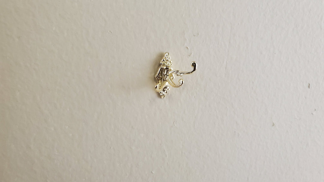Dollhouse Miniature Triple Hook Moveable Hats Ties 1:12 Scale Gold Finish - Miniature Crush