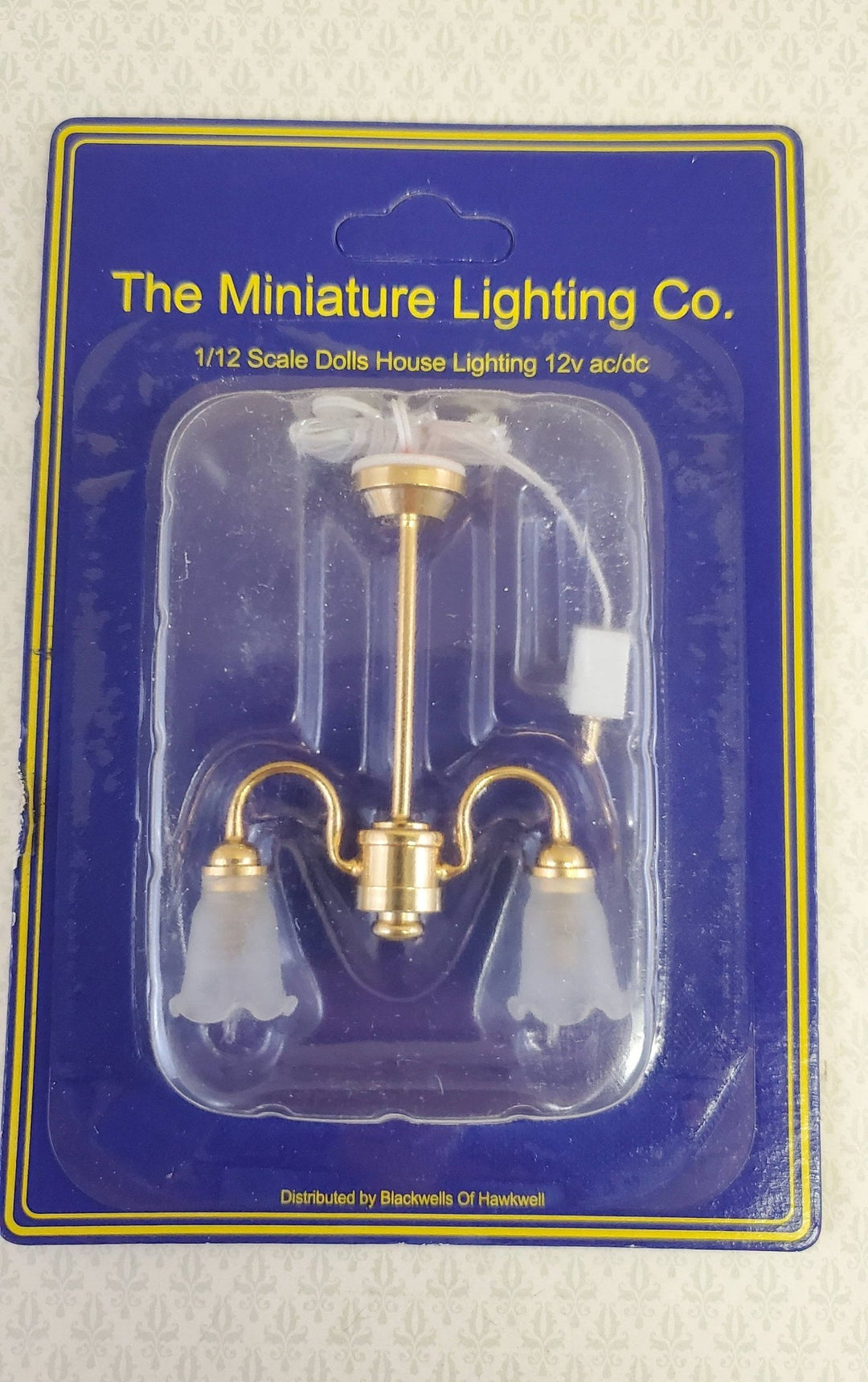 Dollhouse Miniature Tulip Chandelier Light Hanging 2 Arm Down Electric 1:12 Scale 12 Volt - Miniature Crush