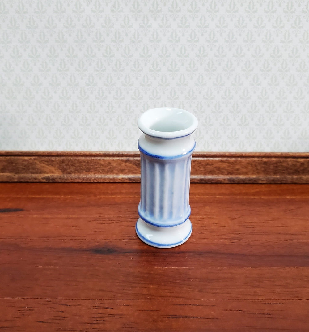 Dollhouse Miniature Umbrella or Cane Stand White & Blue Ceramic 1:12 Scale by Falcon - Miniature Crush