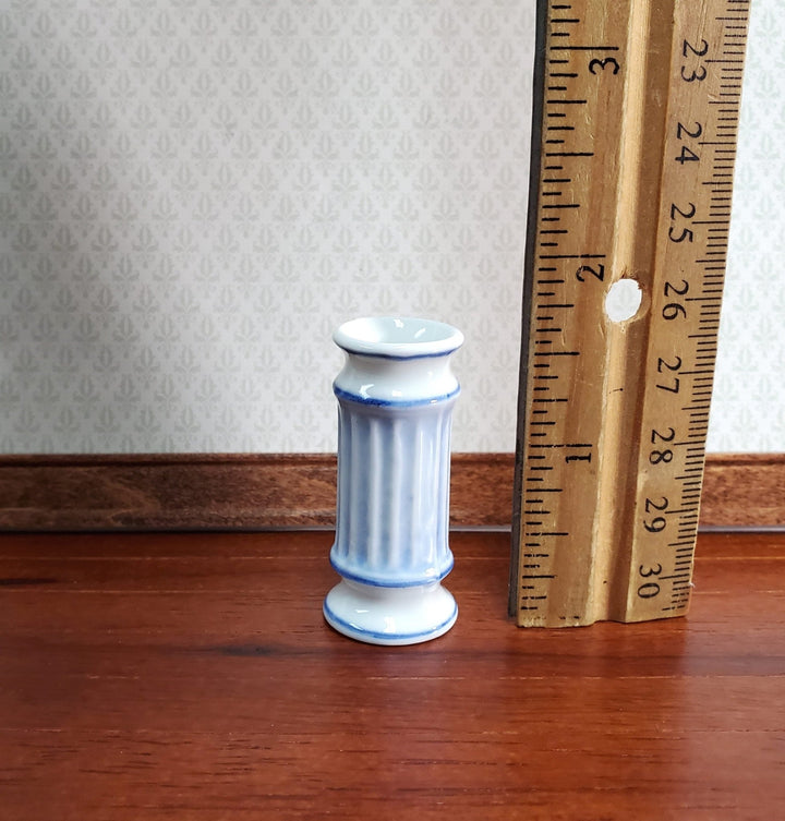 Dollhouse Miniature Umbrella or Cane Stand White & Blue Ceramic 1:12 Scale by Falcon - Miniature Crush