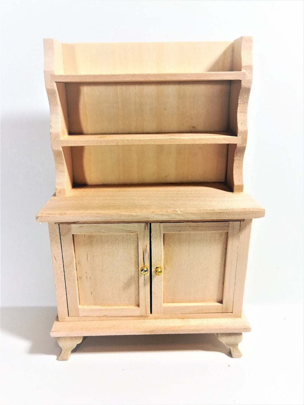 Dollhouse Miniature Unfinished Kitchen or Dining Room Hutch Buffet with Shelves 1:12 Scale Furniture - Miniature Crush