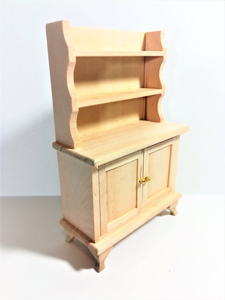 Dollhouse Miniature Unfinished Kitchen or Dining Room Hutch Buffet with Shelves 1:12 Scale Furniture - Miniature Crush