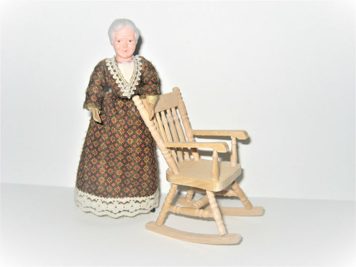 Dollhouse Miniature Unfinished Rocking Chair 1:12 Scale Furniture - Miniature Crush