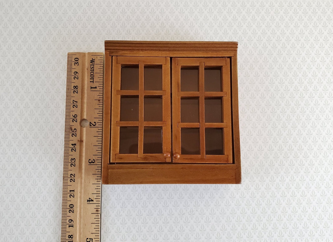 Dollhouse Miniature Upper Kitchen Cabinet Walnut Finish 1:12 Scale Hanging Cabinet - Miniature Crush