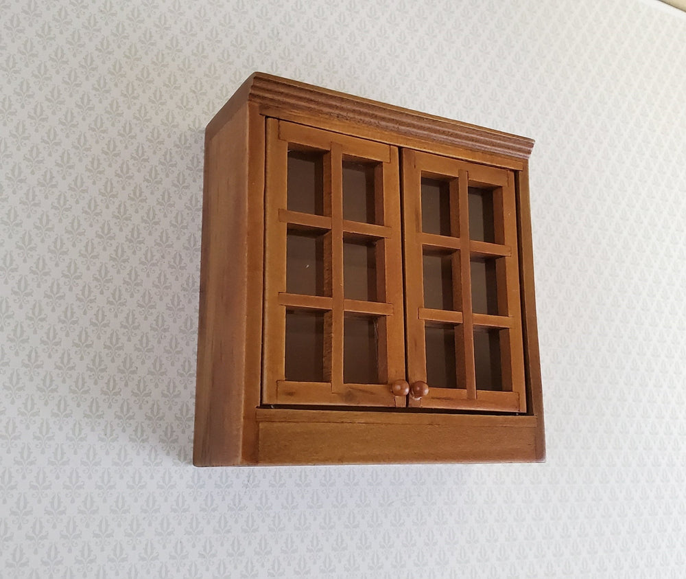 Dollhouse Miniature Upper Kitchen Cabinet Walnut Finish 1:12 Scale Hanging Cabinet - Miniature Crush