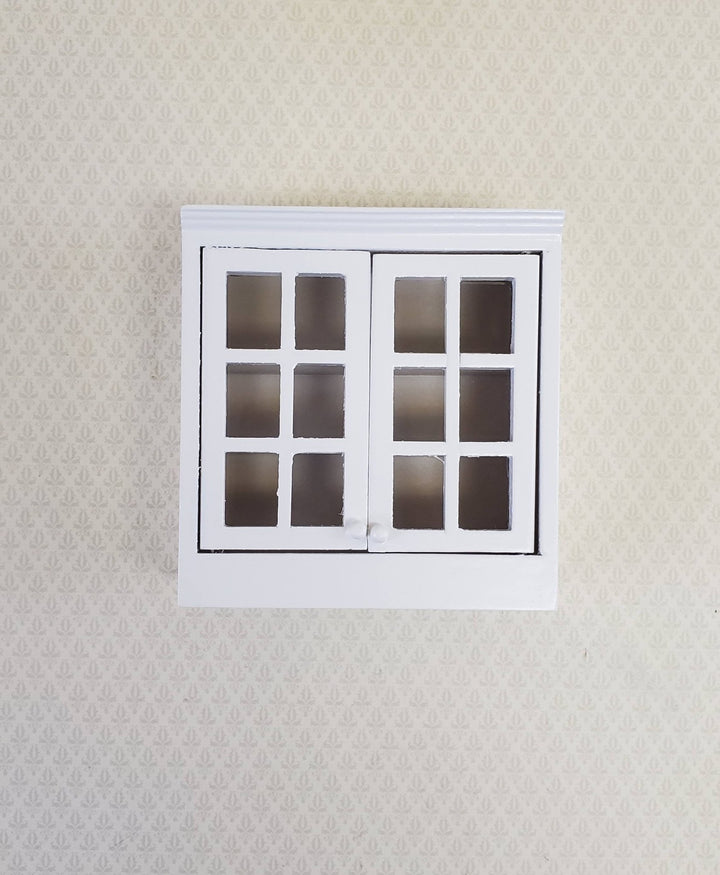Dollhouse Miniature Upper Kitchen Cabinet White with Doors 1:12 Scale - Miniature Crush