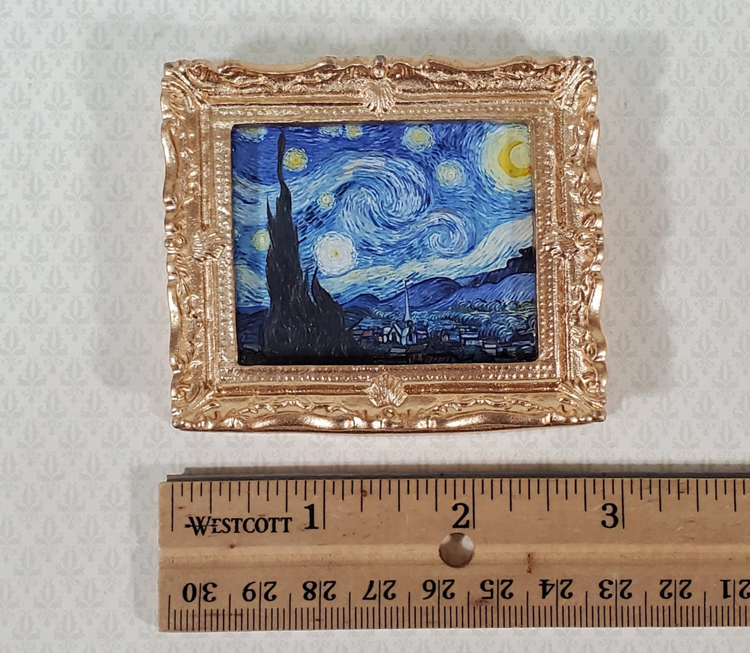 Dollhouse Miniature Van Gogh Starry Night Framed Print 1:12 Scale Handmade - Miniature Crush