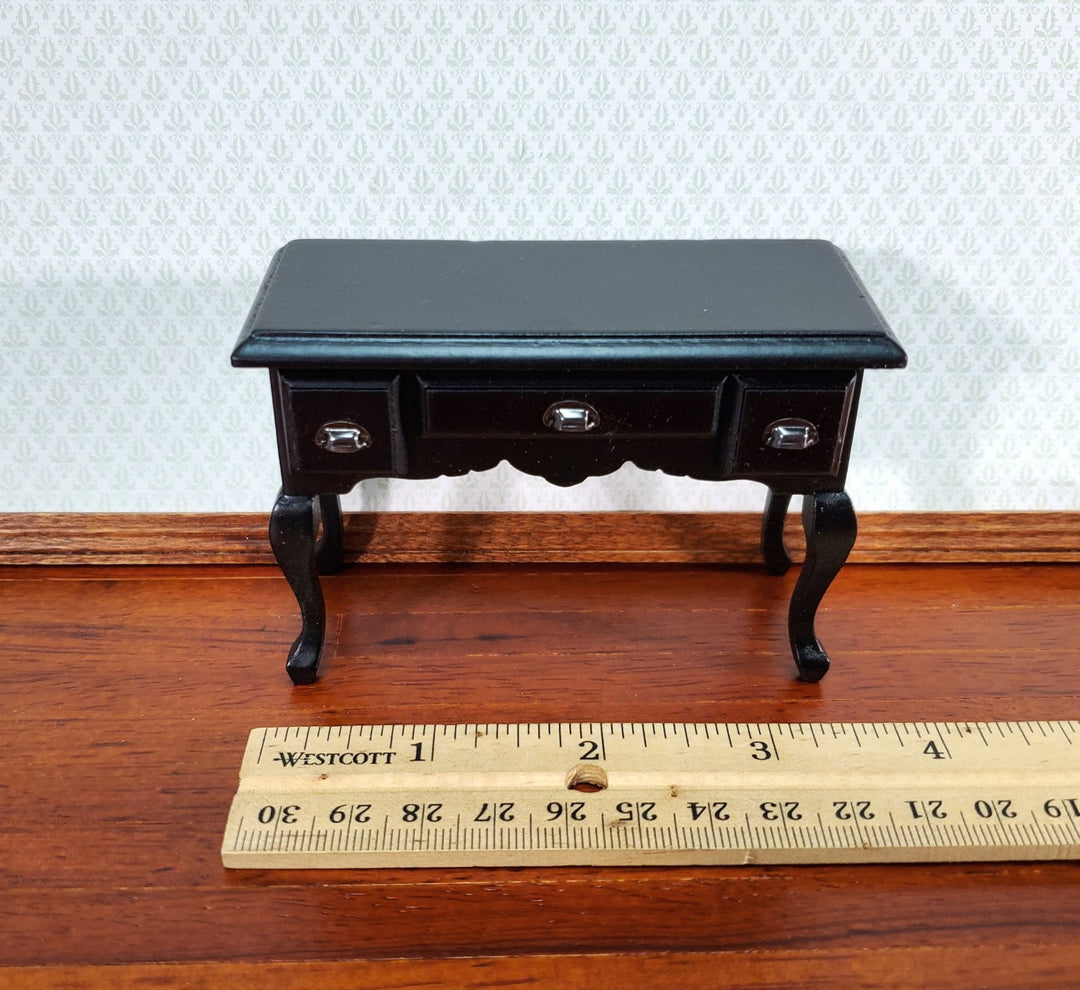 Dollhouse Miniature Vanity Desk with Drawers Wood Black Finish 1:12 Scale Furniture - Miniature Crush