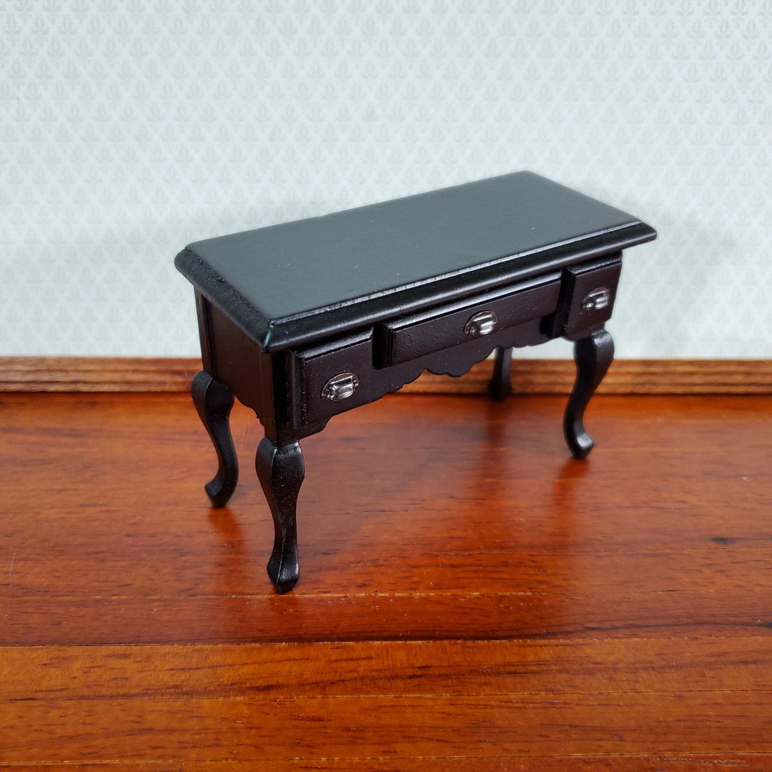 Dollhouse Miniature Vanity Desk with Drawers Wood Black Finish 1:12 Scale Furniture - Miniature Crush