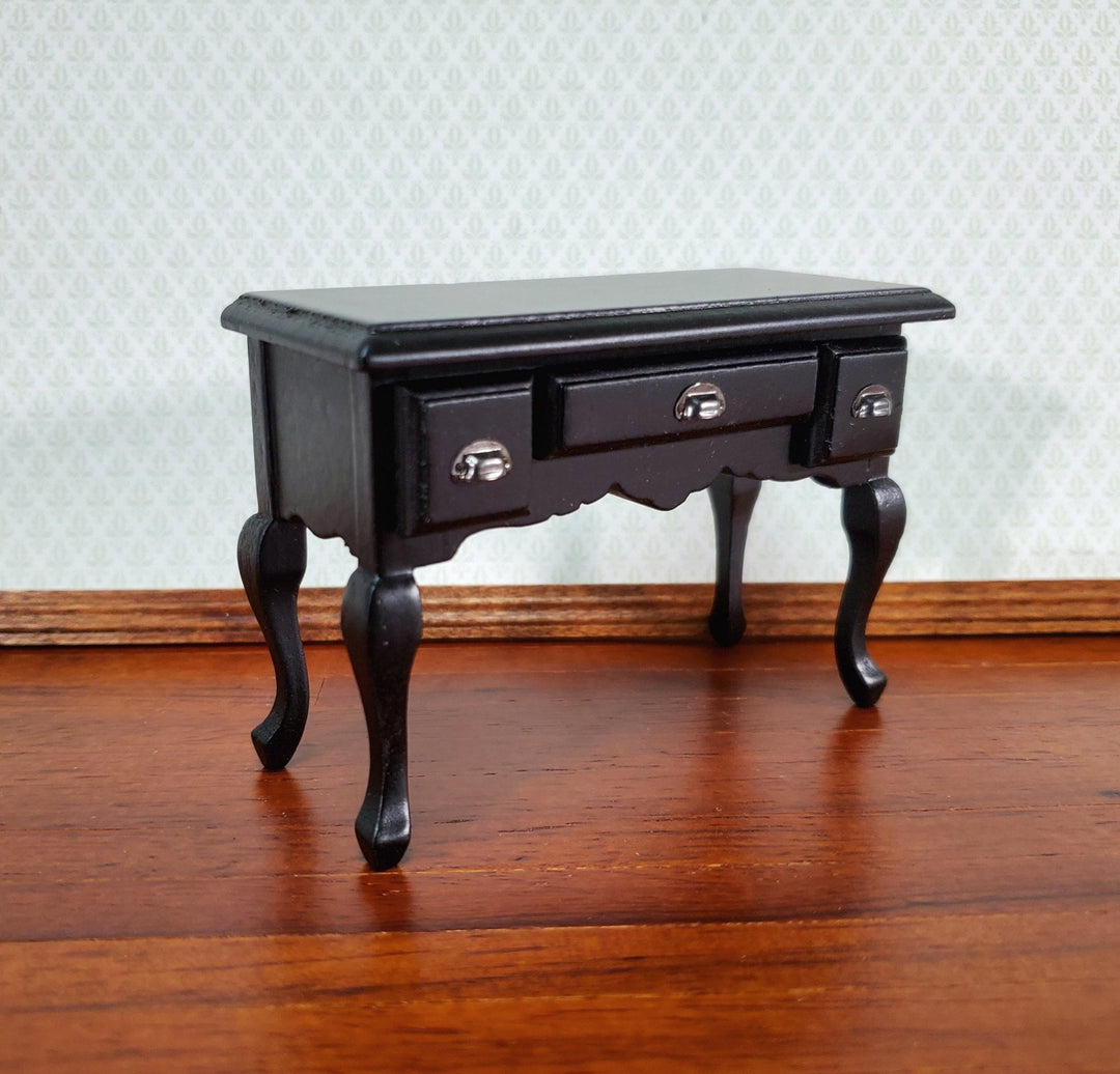 Dollhouse Miniature Vanity Desk with Drawers Wood Black Finish 1:12 Scale Furniture - Miniature Crush