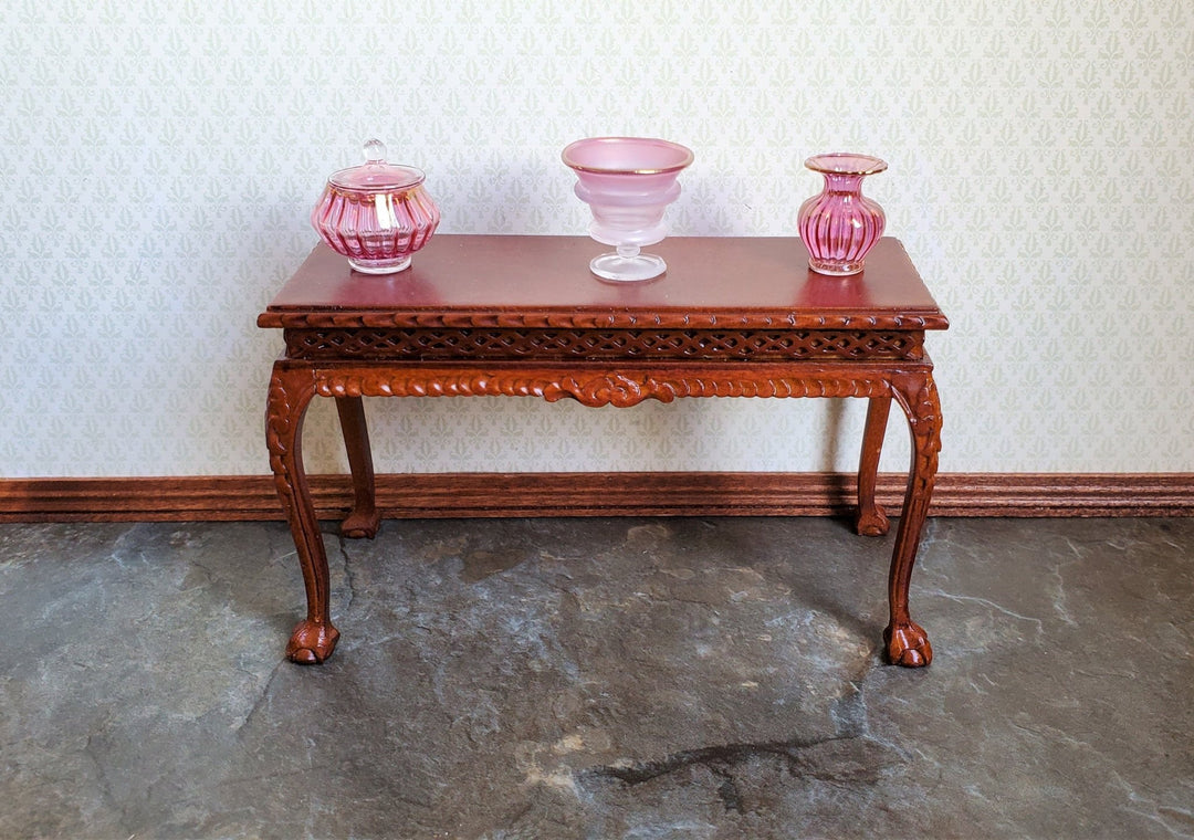 Dollhouse Miniature Vase Flared Pink Cranberry Glass 1:12 Scale Hand Blown 2.1 cm - Miniature Crush