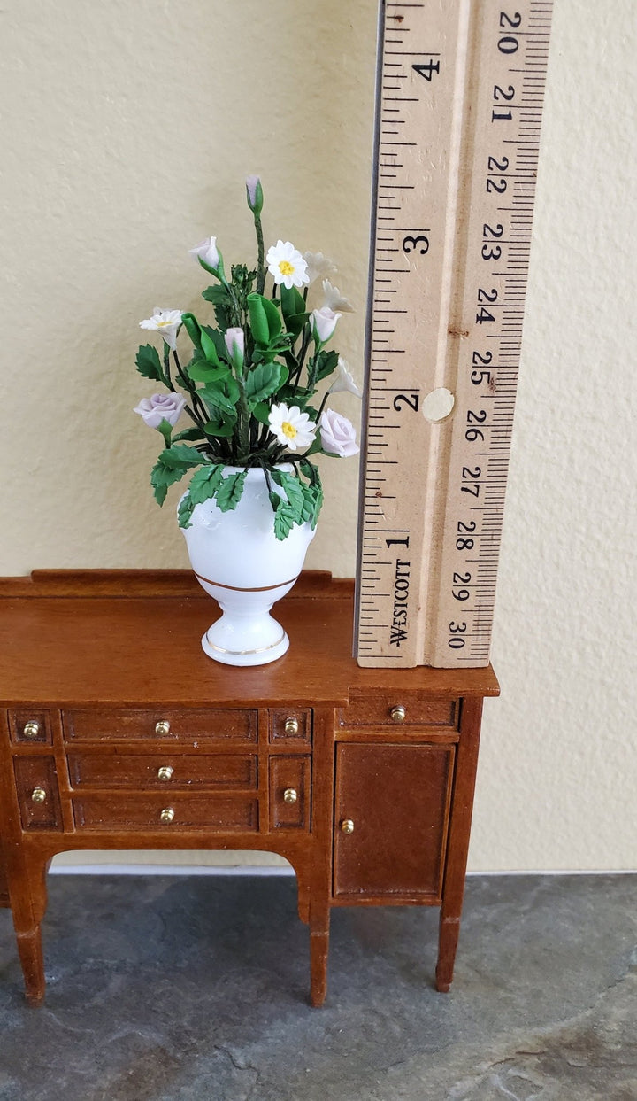 Dollhouse Miniature Vase of Flowers Daisies Mauve Roses 1:12 Scale Falcon Miniatures - Miniature Crush