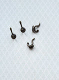 Dollhouse Miniature Wall Hooks Set of 4 Metal 1:12 Scale Antique Brass Finish - Miniature Crush