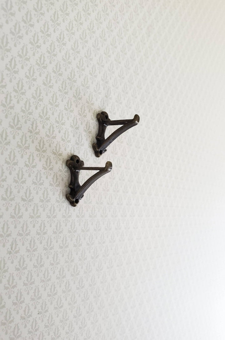 bronze plant hanger Dollhouse Miniature Wall Plant Hooks Set of 2 Metal 1:12 Scale Antique Bronze Finish