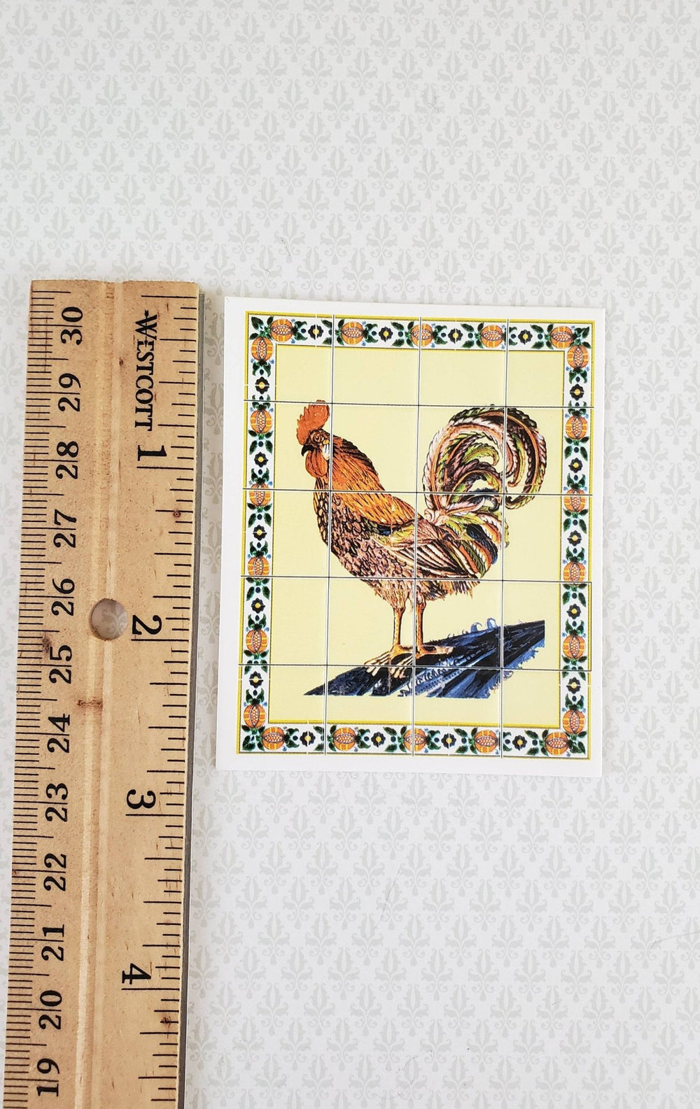 Dollhouse Miniature Wall "Tiles" Embossed Paper Kitchen Rooster 1:12 Scale by World Model - Miniature Crush