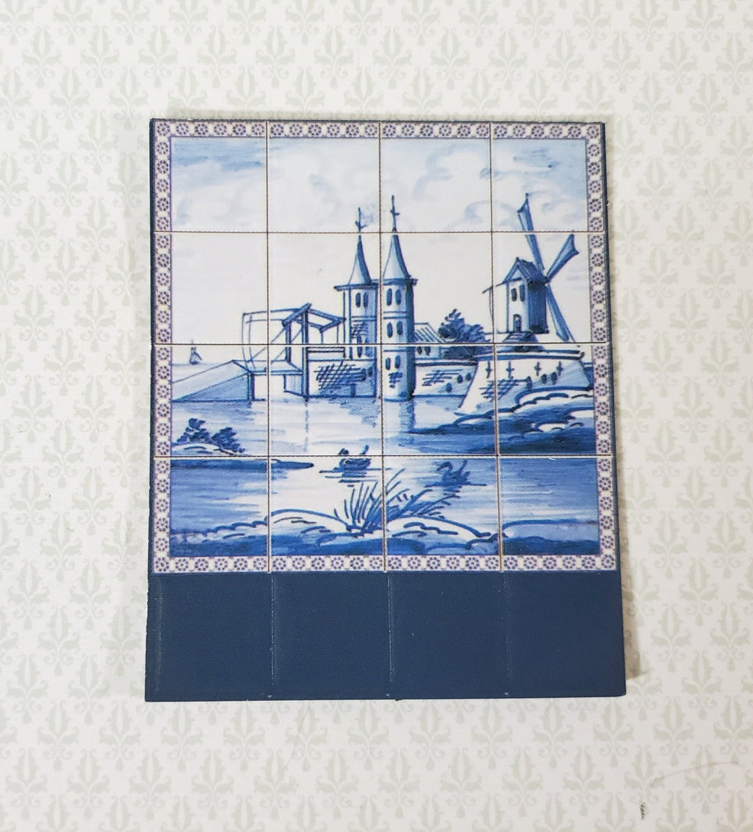 Dollhouse Miniature Wall "Tiles" Embossed Paper Kitchen Windmill Holland Delft 1:12 Scale by World Model - Miniature Crush