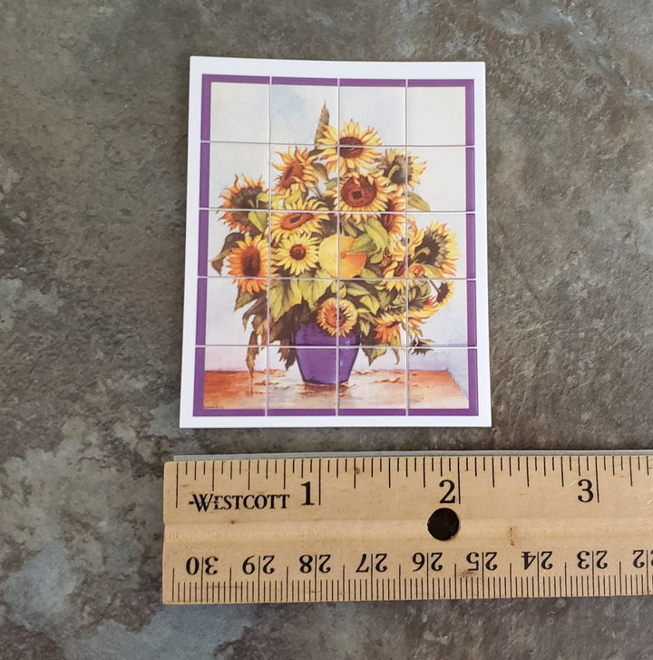 Dollhouse Miniature Wall "Tiles" Embossed Paper Sunflowers in Vase 1:12 Scale by World Model - Miniature Crush