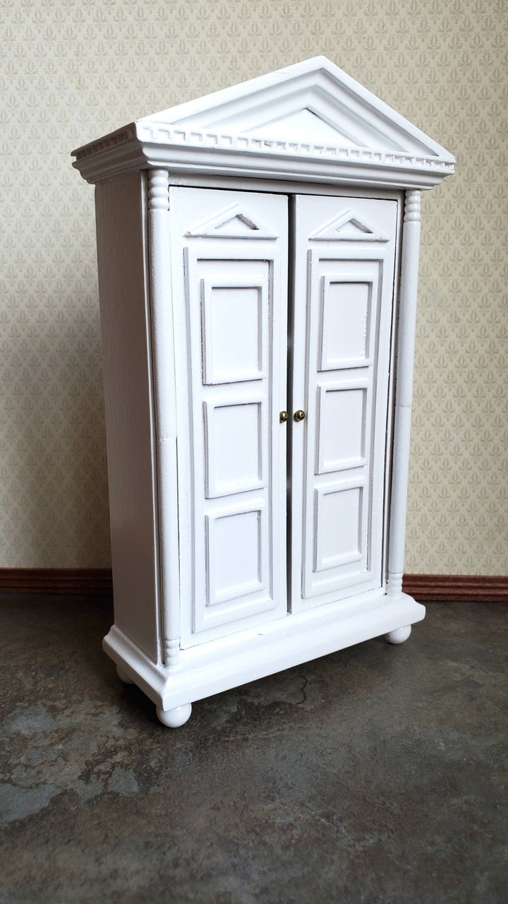 Dollhouse Miniature Wardrobe Armoire White Closet for Bedroom 1:12 Furniture - Miniature Crush