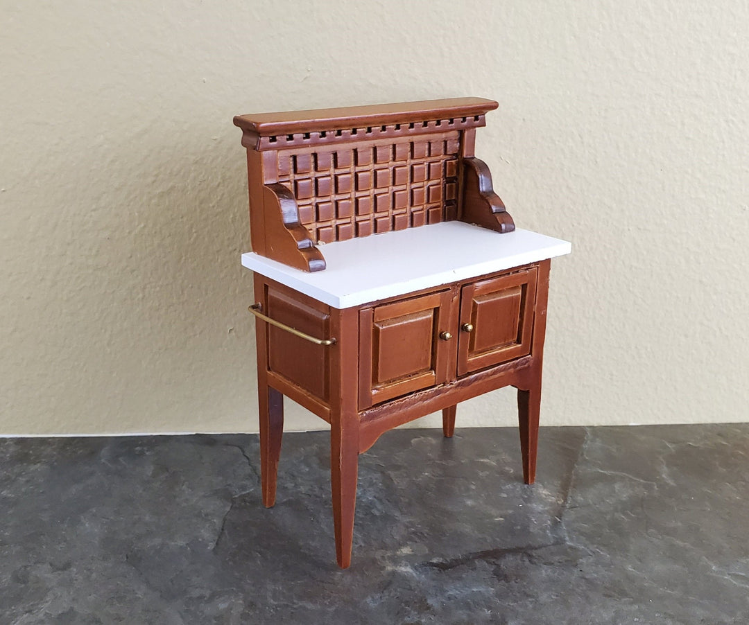 Dollhouse Miniature Wash Stand or Side Board Walnut Finish 1:12 Scale - Miniature Crush