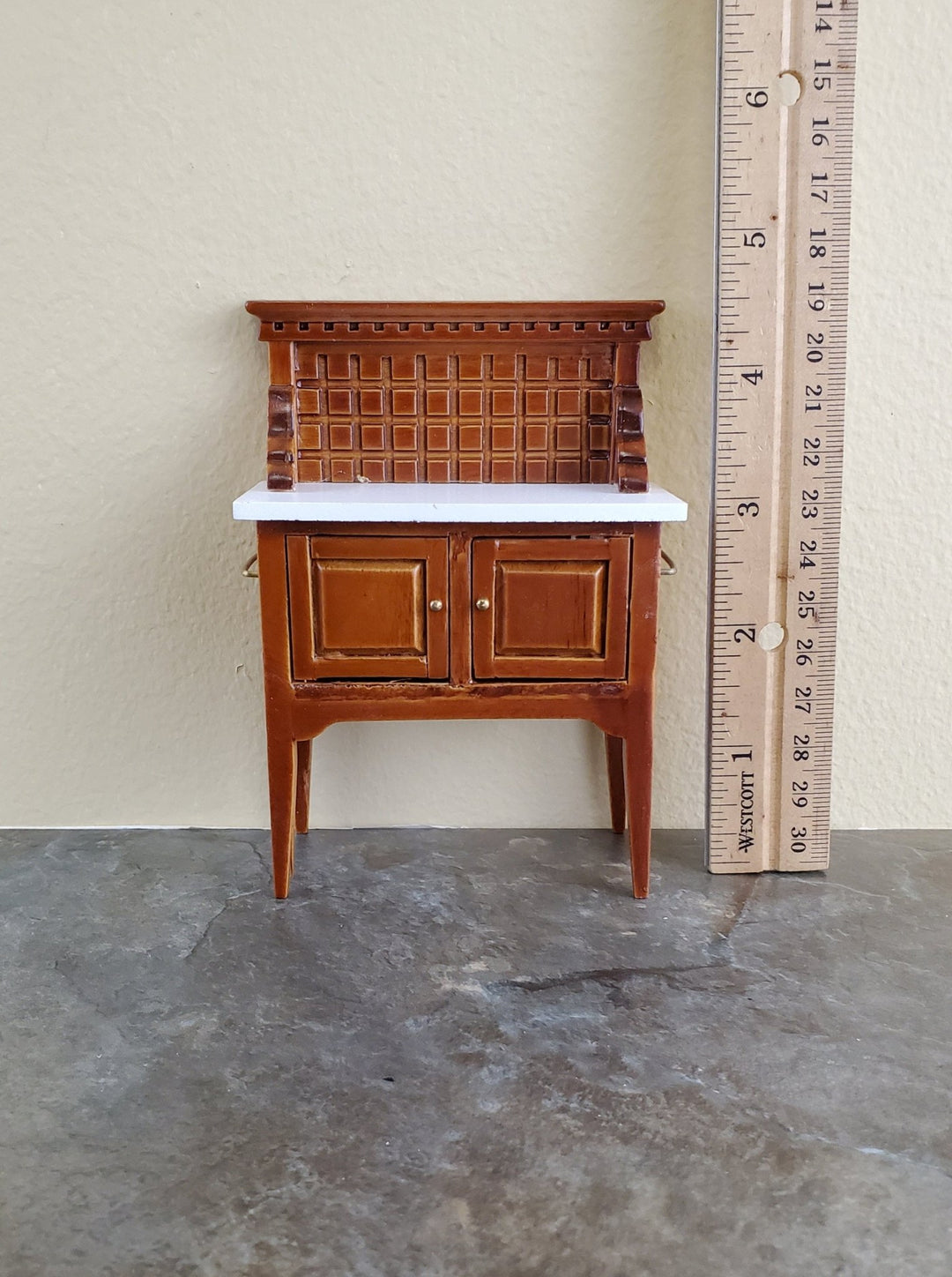 Dollhouse Miniature Wash Stand or Side Board Walnut Finish 1:12 Scale - Miniature Crush