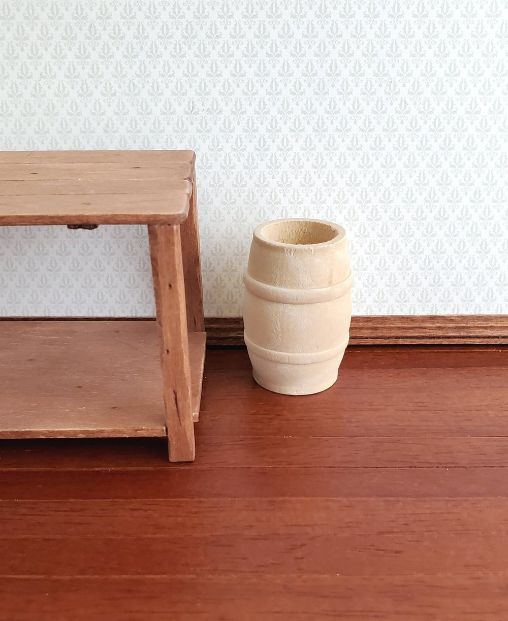 Dollhouse Miniature Whiskey or Rain Barrel Keg 1:12 Scale Unfinished Wood 1 3/4" - Miniature Crush