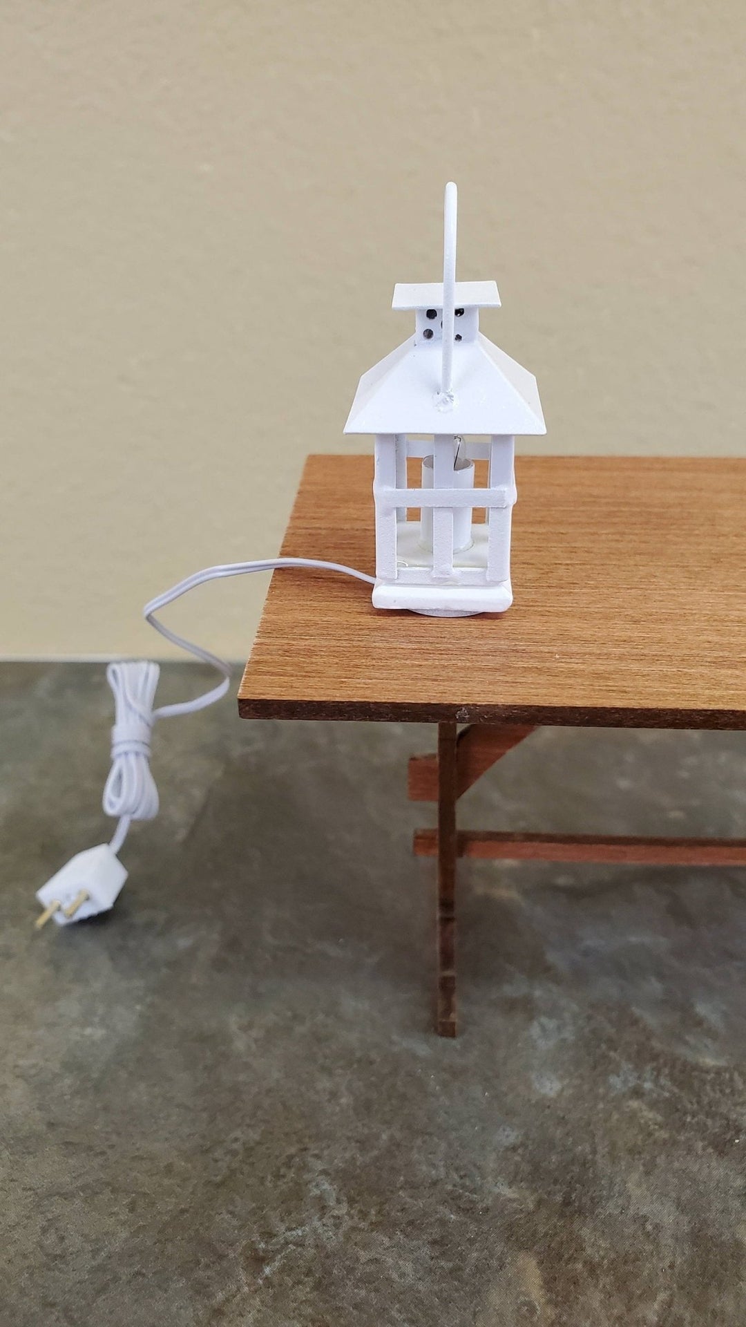 Dollhouse Miniature White Lantern Light Candle 12 Volt with Plug 1:12 Scale Lighting - Miniature Crush