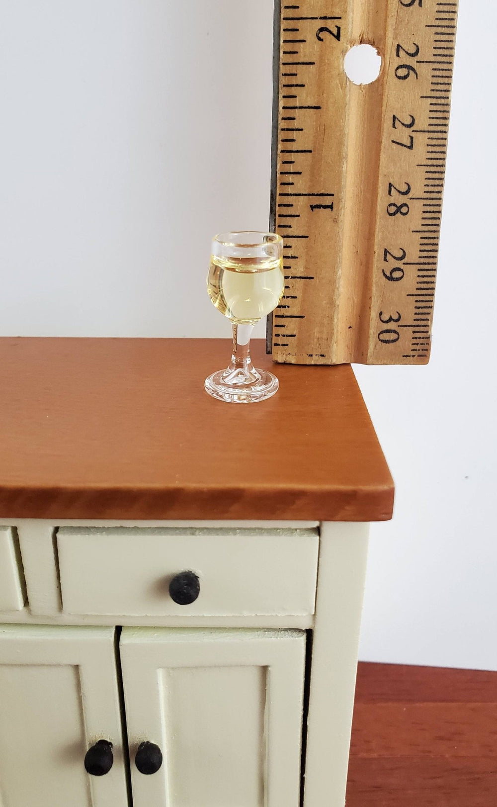 Dollhouse Miniature White Wine Glass Filled 1:12 Scale (Large) - Miniature Crush