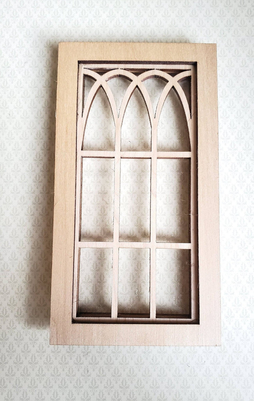 Dollhouse Miniature Window Tudor Gothic Arch Style Wood 1:12 Scale - Miniature Crush