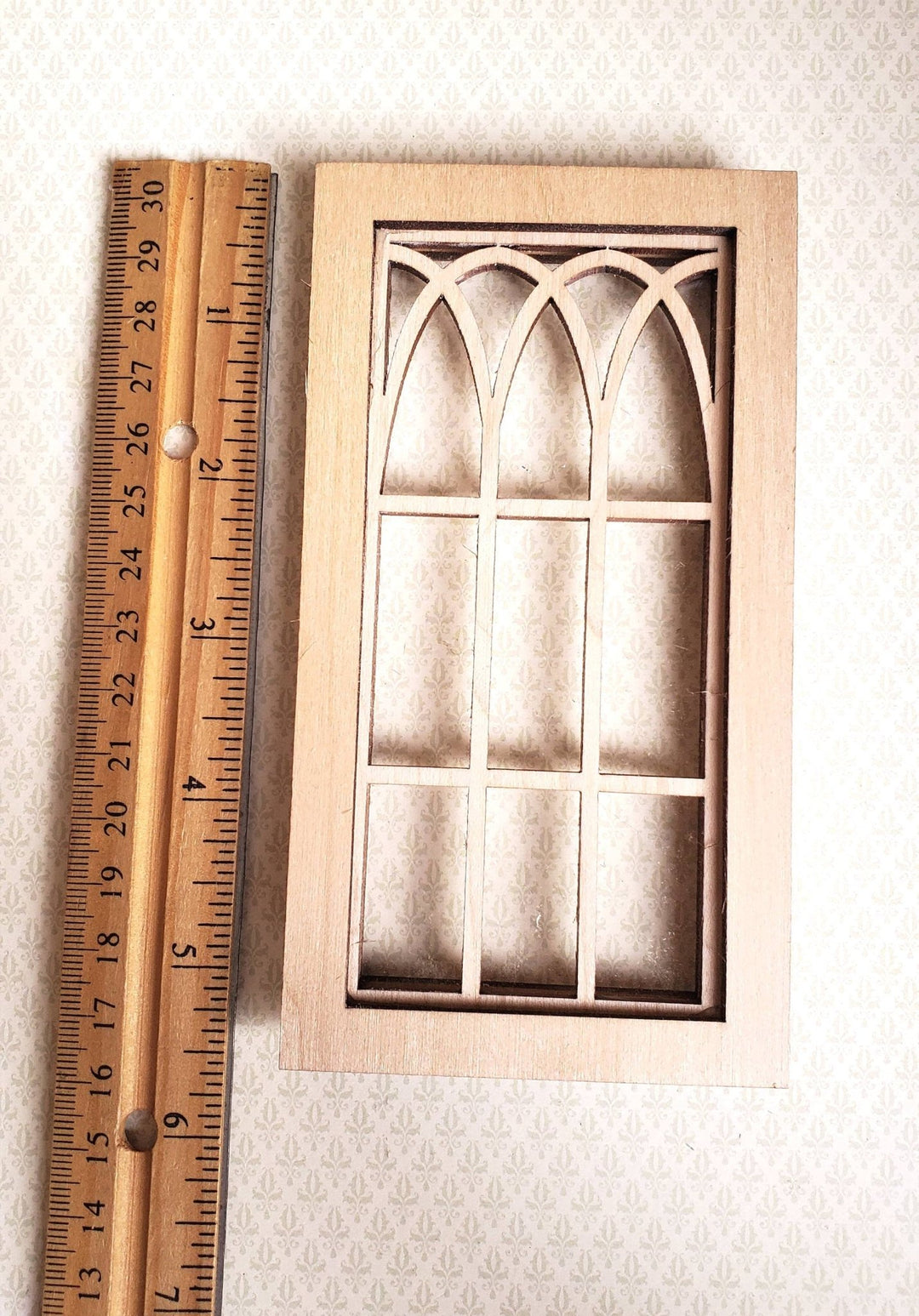 Dollhouse Miniature Window Tudor Gothic Arch Style Wood 1:12 Scale - Miniature Crush