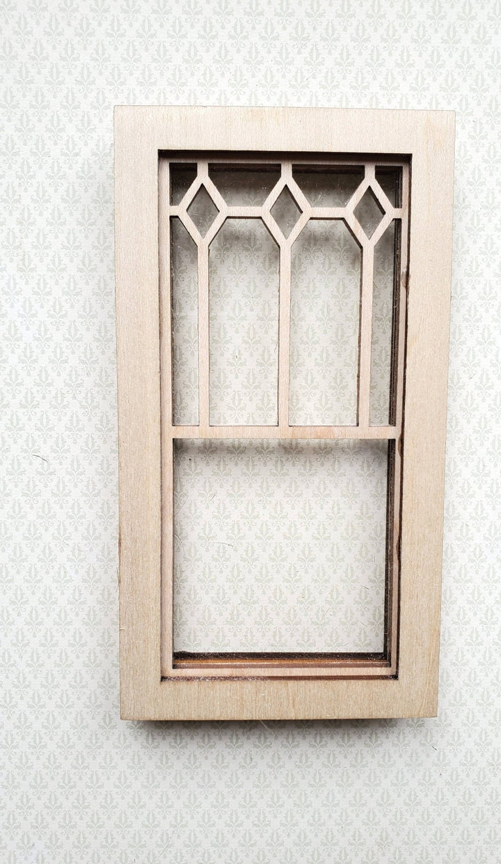 Dollhouse Miniature Window Victorian Style Small Diamonds Wood 1:12 Scale - Miniature Crush