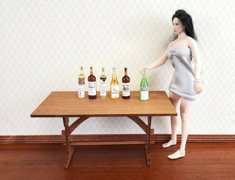 Dollhouse Miniature Wine Bottles x6 Red White Tall 1:12 Scale Kitchen - Miniature Crush