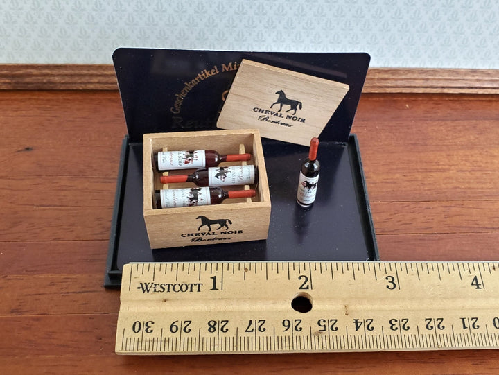Dollhouse Miniature Wine Crate with Bottles Red Bordeaux 1:12 Scale by Reutter - Miniature Crush