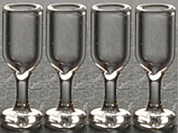Dollhouse Miniature Wine Glasses Set of 4 1:12 Real Glass 9/16" - Miniature Crush