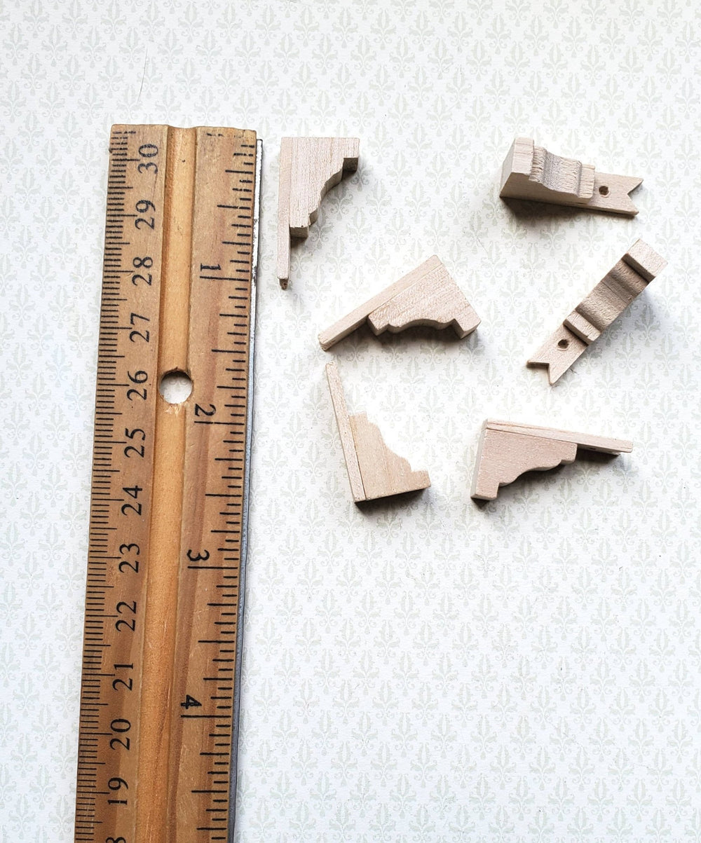 Dollhouse Miniature Wood Corbels or Decorative Victorian Brackets 1:12 Scale x6 - Miniature Crush