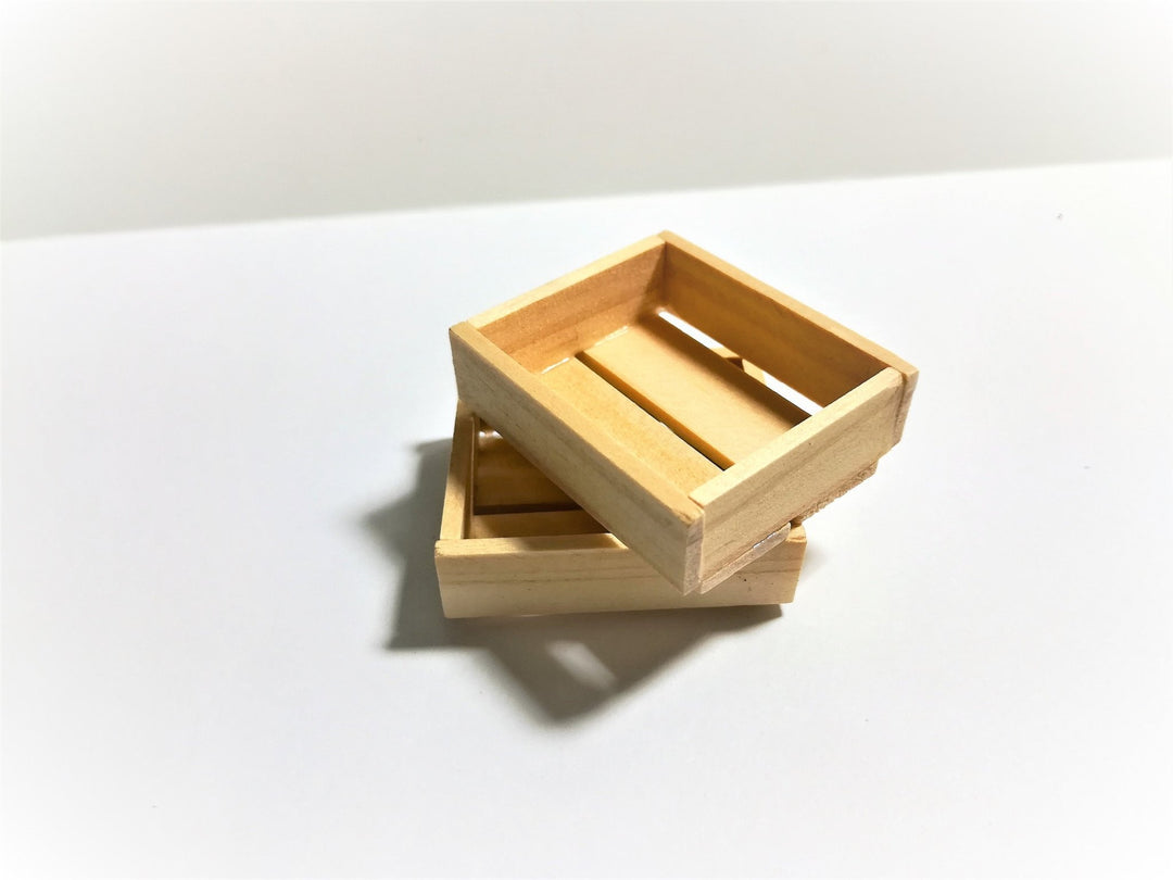 Dollhouse Miniature Wood Crates for Fruits or Vegetables x2 Small 1:12 Scale Unfinished - Miniature Crush