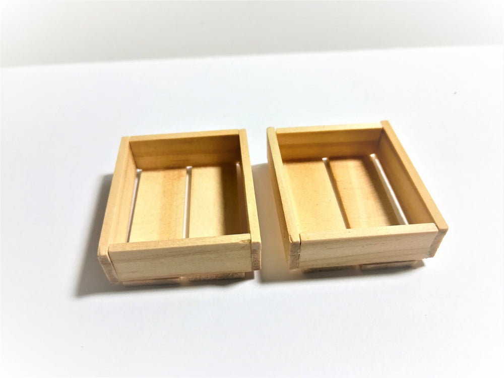 Dollhouse Miniature Wood Crates for Fruits or Vegetables x2 Small 1:12 Scale Unfinished - Miniature Crush